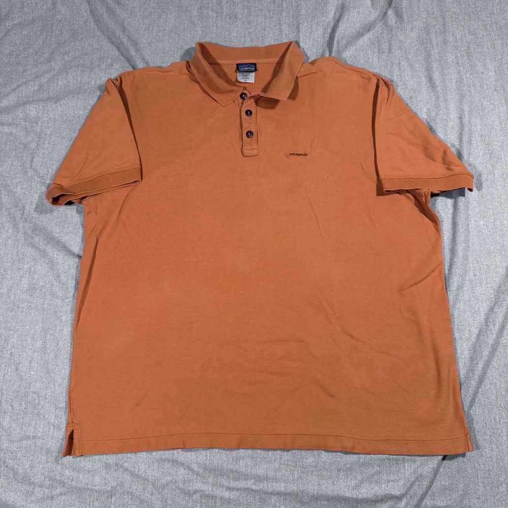 Patagonia Polo Shirt Mens XL‎ Orange Organic Cotton Short Sleeve Casual Classic